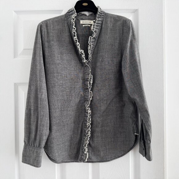 Isabel Marant Etoile "Lawendy" Chambray Shirt in Grey, size 38 (fits 2/4) - Picture 2 of 13